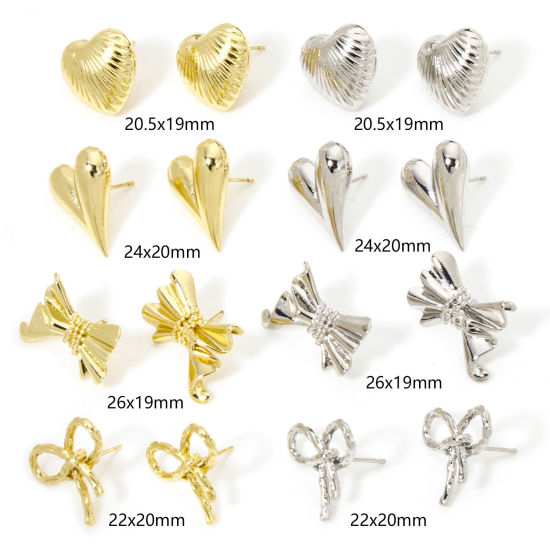 Picture of Eco-friendly Stylish Ins Style Real Gold Plated Brass Bowknot Ear Post Stud Earrings For Women Party