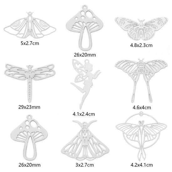 Picture of Iron Based Alloy Filigree Stamping Pendants Multicolor Butterfly Animal Mushroom Hollow