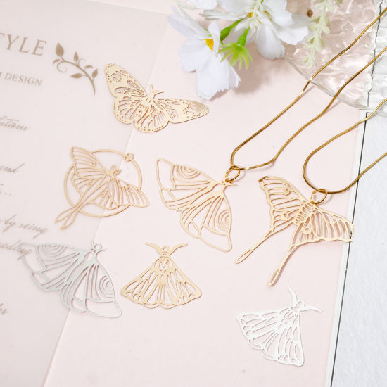 Picture of Iron Based Alloy Filigree Stamping Pendants Multicolor Butterfly Animal Mushroom Hollow