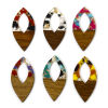 Picture of Resin & Natural Wood Effect Resin Pendants Multicolor Marquise Gravels Chips 4.8cm x 2.4cm