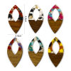Picture of Resin & Natural Wood Effect Resin Pendants Multicolor Marquise Gravels Chips 4.8cm x 2.4cm