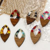 Picture of Resin & Natural Wood Effect Resin Pendants Multicolor Marquise Gravels Chips 4.8cm x 2.4cm