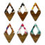Immagine di 2 Pz Legno & Resina Resina Effetto Legno Ciondoli Pendenti Multicolore Rombo Chips di Ghiaia 4.8cm x 2.6cm
