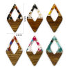 Imagen de 2 Unidades Madera+Resina Resina de Efecto Madera Colgantes Multicolor Diamond Astillas de Grava 4.8cm x 2.6cm