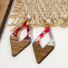 Imagen de 2 Unidades Madera+Resina Resina de Efecto Madera Colgantes Multicolor Diamond Astillas de Grava 4.8cm x 2.6cm