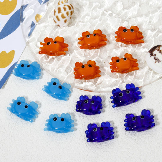 Picture of Lampwork Glass Ocean Jewelry Beads For DIY Jewelry Making Crab Animal Multicolor 3D About 22mm x 15mm, Hole: Approx 1.8mm