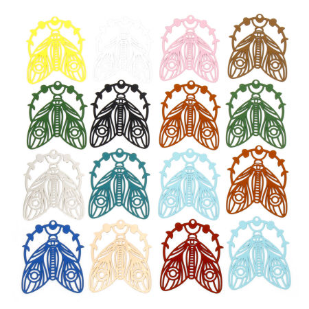 Imagen de 10 Unidades Hierro Filigrana Estampación Colgantes Multicolor Polilla Eclipse Lunar Hueco 3.9cm x 3.3cm