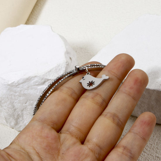 Изображение 2 ШТ 304 Нержавеющая Сталь Ажурная Резьба Подвески Серебряный Тон Двусторонняя полировка