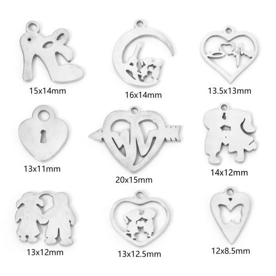 Picture of 304 Stainless Steel Cut Out Charms Silver Tone Double-sided Polishing