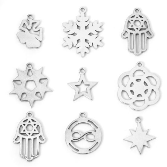 Picture of 304 Stainless Steel Cut Out Charms Silver Tone Double-sided Polishing