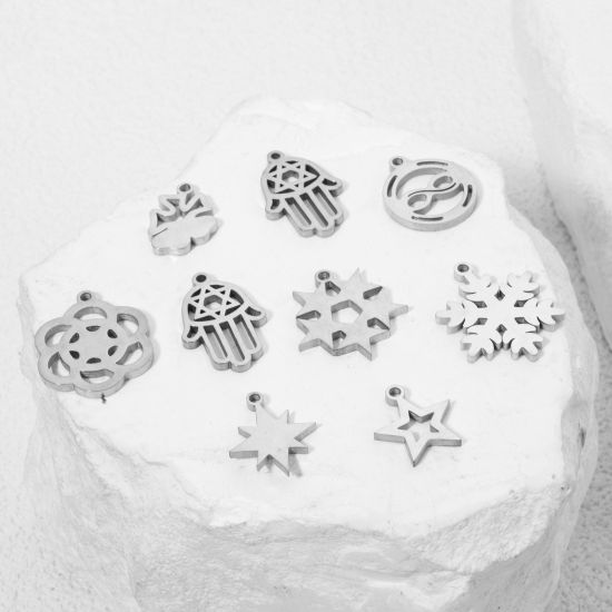 Picture of 304 Stainless Steel Cut Out Charms Silver Tone Double-sided Polishing