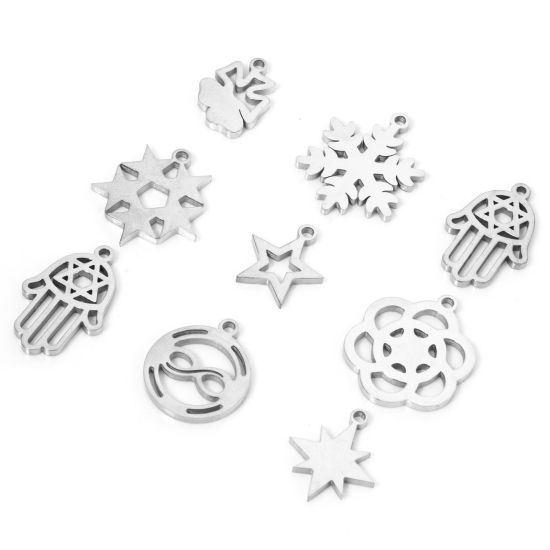 Picture of 304 Stainless Steel Cut Out Charms Silver Tone Double-sided Polishing