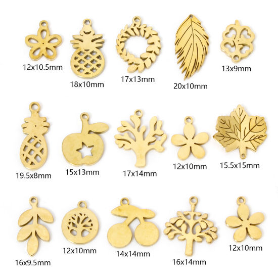 Picture of Vacuum Plating 304 Stainless Steel Cut Out Charms 18K Gold Plated Double-sided Polishing