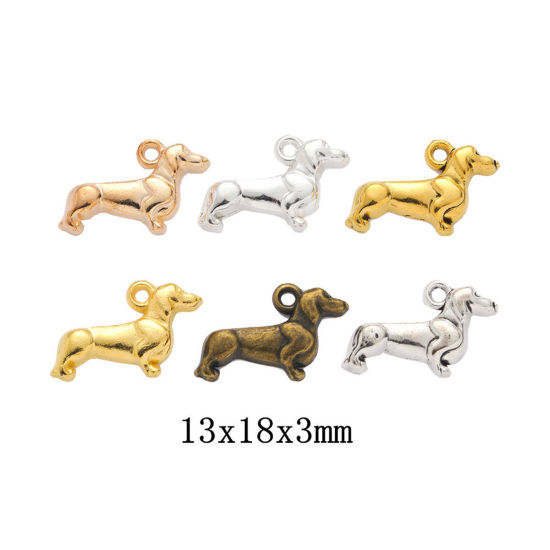 Picture of Zinc Based Alloy Charms Multicolor Dog Animal 18mm x 13mm