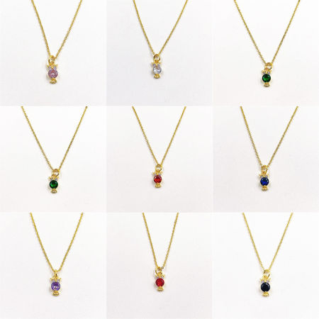 Bild von 1 Strang Umweltfreundlich Exquisit Monatsstein 18K Vergoldet Bunt Messing + Kubisch Zirkonia Gliederkette Kette Eule Micro Pave Anhänger Halskette Für Frauen Party