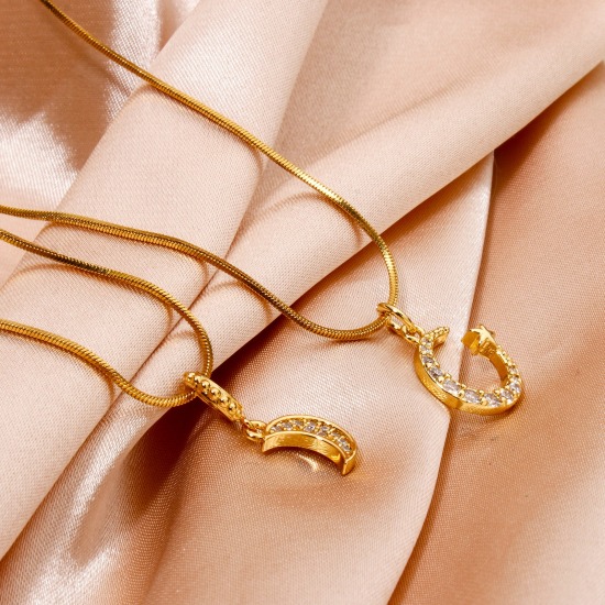 Immagine di 1 Pz Ecologico Ottone Galassia Ciondoli Luna 18K Vero Oro Placcato Trasparente Cubic Zirconiae