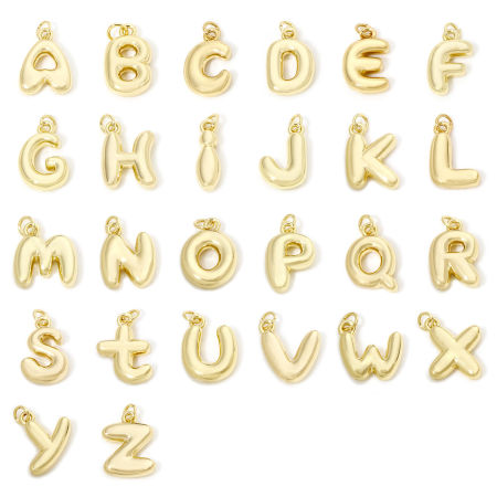 1 Stück Umweltfreundlich Messing Charms 18K Echtgold plattiert Buchstabe 3D