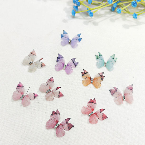 Picture of Polyester Ethereal Butterfly DIY Handmade Craft Materials Accessories Multicolor Butterfly Animal Multilayer 3cm