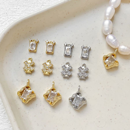 Brass Charms Multicolor Geometric Windmill Clear Cubic Zirconia