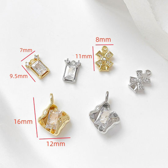 1 Piece Brass Charms Multicolor Geometric Windmill Clear Cubic Zirconia の画像