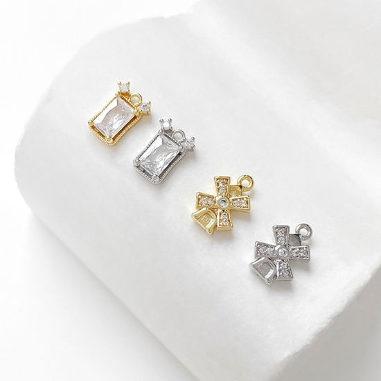 1 Piece Brass Charms Multicolor Geometric Windmill Clear Cubic Zirconia の画像