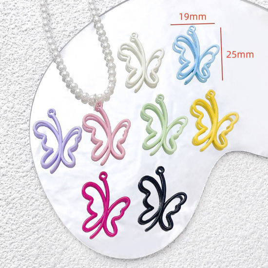 Picture of Zinc Based Alloy Insect Charms Multicolor Butterfly Animal Painted 25mm x 19mm