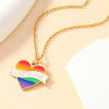 Picture of Vacuum Plating 304 Stainless Steel Rainbow Charms Gold Plated Multicolor Heart Enamel