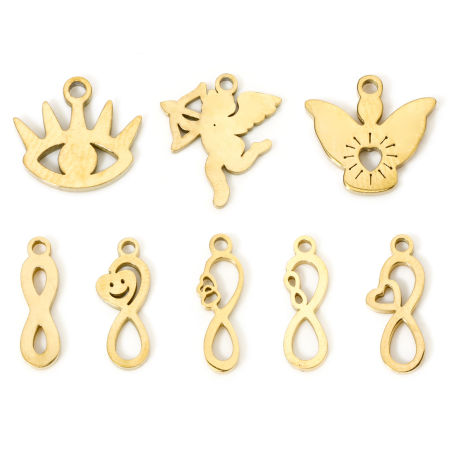 Vacuum Plating 304 Stainless Steel Charms 18K Gold Plated