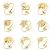 Picture of Vacuum Plating 304 Stainless Steel Open Adjustable Rings 18K Gold Plated Sun 17.7mm(US Size 7.5)