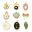 Picture of Vacuum Plating 304 Stainless Steel Religious Charms Gold Plated Multicolor Hamsa Symbol Hand Eye Enamel