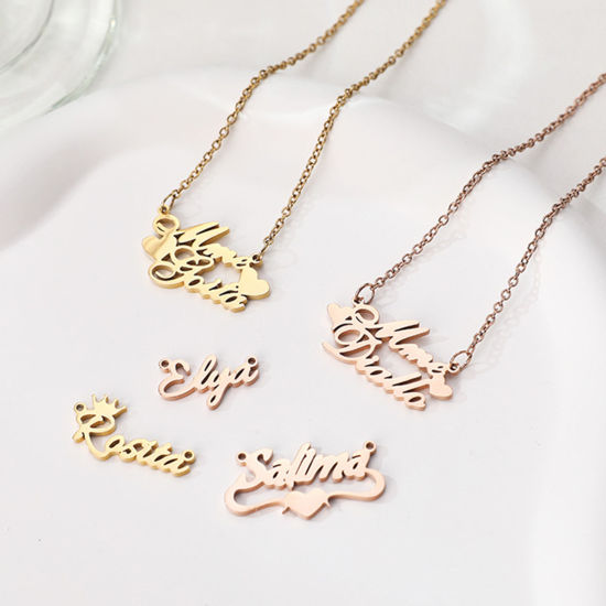 Imagen de 1 Unidad 304 Acero Inoxidable Colgante De Conector De Letra Personalizado Con Nombre Personalizado