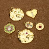 Picture of Vacuum Plating 304 Stainless Steel Galaxy Charms Gold Plated Round Universe Planet Multicolor Rhinestone