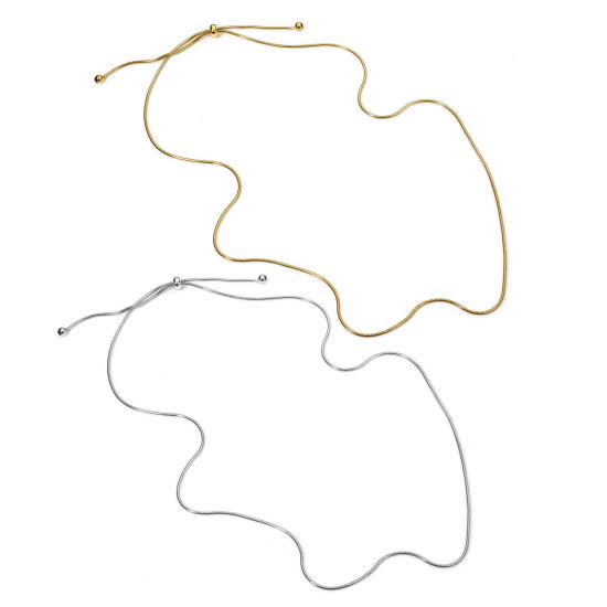 1 本 304ステンレス鋼 スネークチェーン 調整可能 スライダー ネックレス 58cm長さ、 の画像