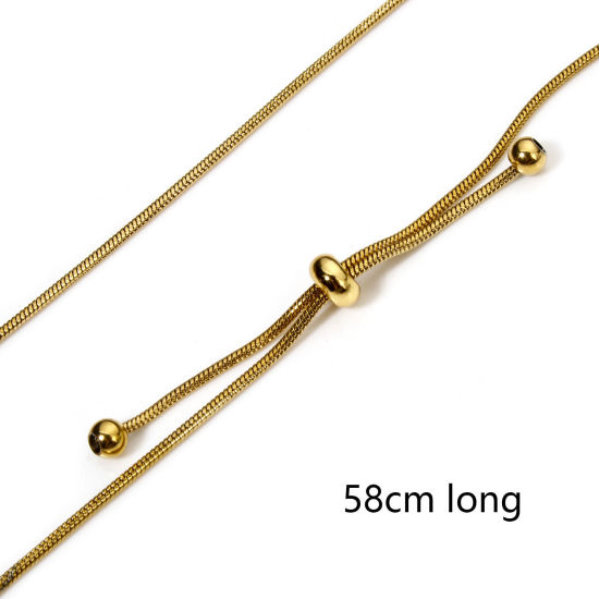 1 本 304ステンレス鋼 スネークチェーン 調整可能 スライダー ネックレス 58cm長さ、 の画像