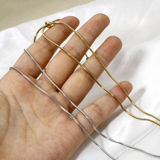 1 本 304ステンレス鋼 スネークチェーン 調整可能 スライダー ネックレス 58cm長さ、 の画像