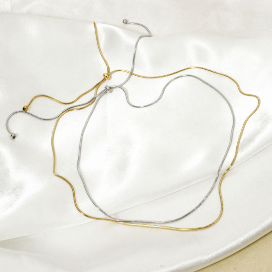 1 本 304ステンレス鋼 スネークチェーン 調整可能 スライダー ネックレス 58cm長さ、 の画像