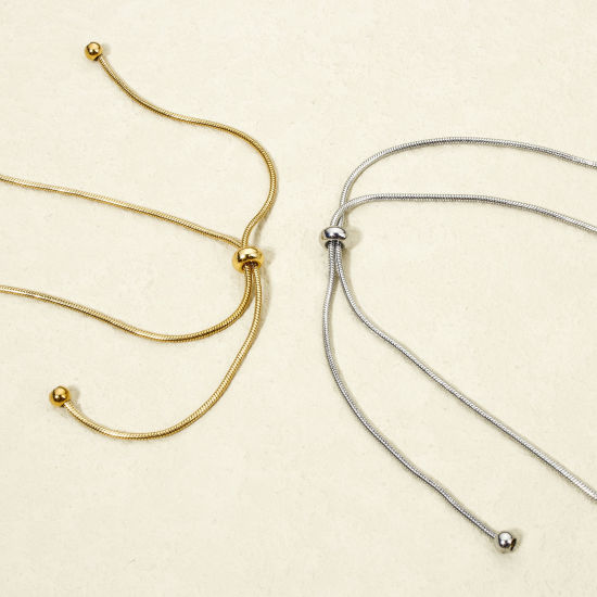 1 本 304ステンレス鋼 スネークチェーン 調整可能 スライダー ネックレス 58cm長さ、 の画像