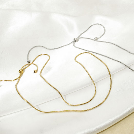 1 本 304ステンレス鋼 スネークチェーン 調整可能 スライダー ネックレス 58cm長さ、 の画像