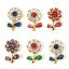 Picture of 1 Piece Brass & Glass Charms Real Gold Plated Multicolor Flower Leaves 20mm x 13mm