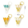 Picture of Brass Sport Charms 18K Gold Plated Multicolor Badminton Enamel 3D 16mm x 9mm