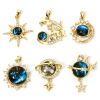 Picture of 1 Piece Brass Galaxy Charms Real Gold Plated Multicolor With Glass Cabochons