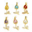 Picture of Brass & Glass Charms 18K Gold Plated Multicolor Tulip Flower Micro Pave Clear Cubic Zirconia 29mm x 12mm