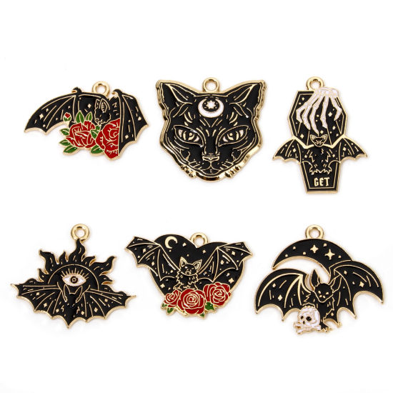 Picture of Zinc Based Alloy Halloween Charms Gold Plated Multicolor