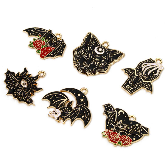 Picture of Zinc Based Alloy Halloween Charms Gold Plated Multicolor