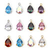 Bild von 1 Stück 304 Edelstahl Charms Tropfen mit Zirkon 13mm x 8mm