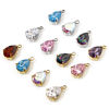 Bild von 1 Stück 304 Edelstahl Charms Tropfen mit Zirkon 13mm x 8mm