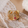Picture of Hypoallergenic Stylish Retro 18K Gold Plated Brass & Cubic Zirconia Open Halloween Spider Animal Halloween Cobweb Hollow Rings For Women Party
