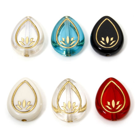 Acrylic Retro Beads For DIY Jewelry Making Multicolor Drop Lotus Flower About 17mm x 14mm, Hole: Approx 1.8mm