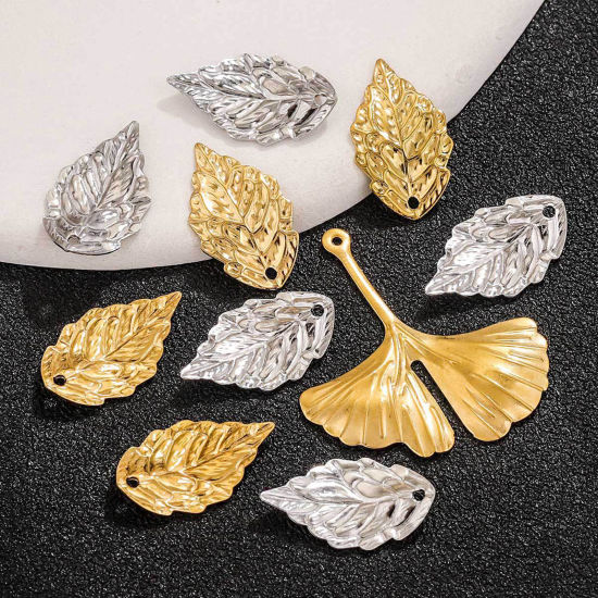 Bild von 10 Stück 304 Edelstahl Charms Blätter