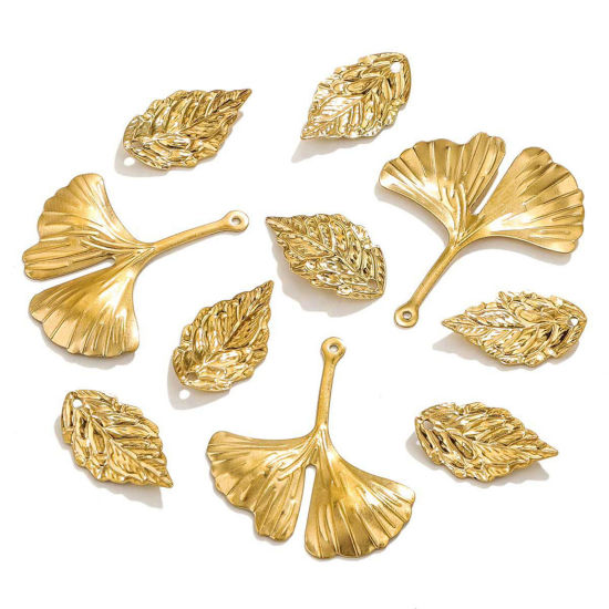 Bild von 10 Stück 304 Edelstahl Charms Blätter